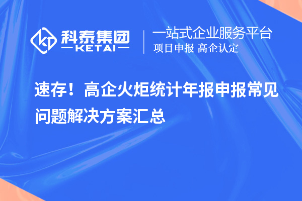 速存!高企火炬统计年报申报常见问题解决方案汇总