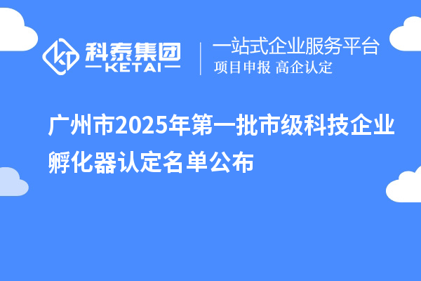 广州市2025年第一批市级科技企业孵化器认定名单公布