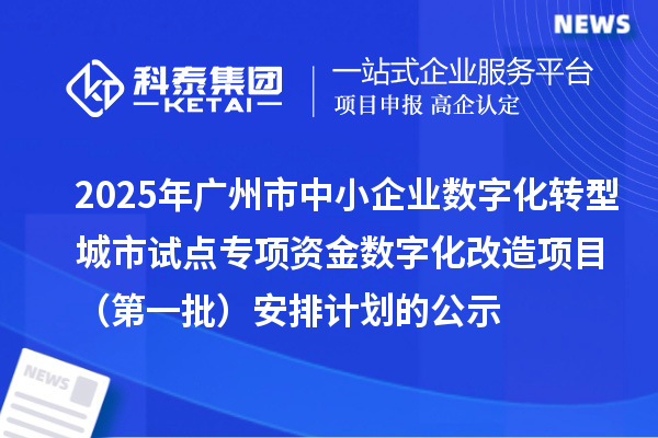 2025年广州市中小企业数字化转型城市试点专项资金数字化改造项目(第一批)安排计划的公示