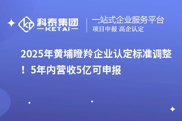 2025年黄埔瞪羚企业认定标准调整!5年内营收5亿可申报