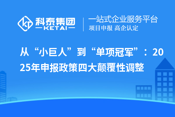 从“小巨人”到“单项冠军”:2025年申报政策四大颠覆性调整