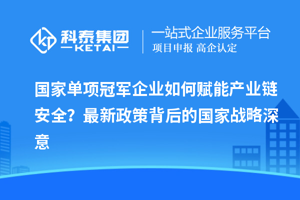 国家单项冠军企业如何赋能产业链安全?最新政策背后的国家战略深意