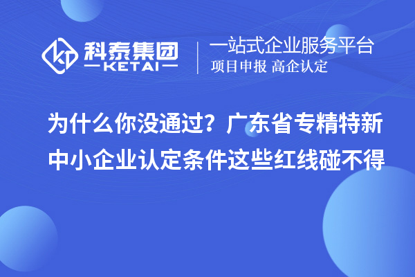 为什么你没通过?广东省专精特新中小企业认定条件这些红线碰不得