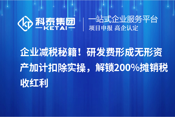 企业减税秘籍!研发费形成无形资产加计扣除实操,解锁200%摊销税收红利