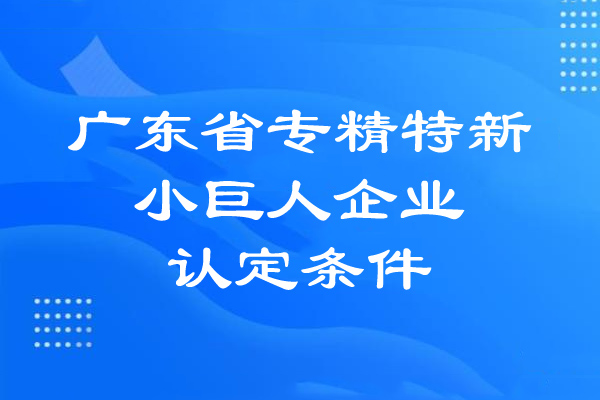 广东省专精特新小巨人企业的认定条件