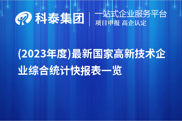 (2023年度)最新国家高新技术企业综合统计快报表一览