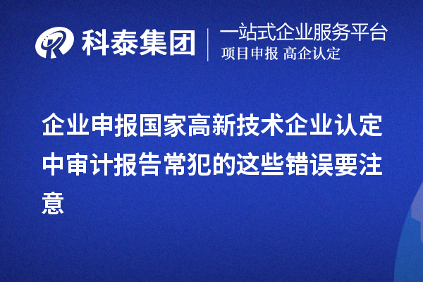 企业申报国家
中审计报告常犯的这些错误要注意