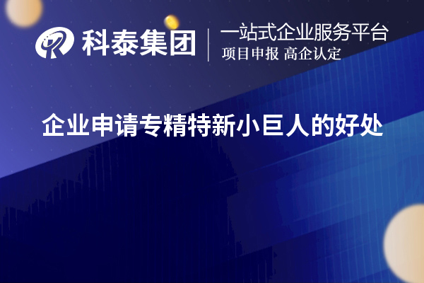 企业申请专精特新小巨人的好处