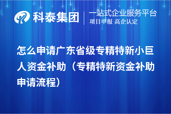 怎么申请广东省级专精特新小巨人资金补助（专精特新资金补助申请流程）