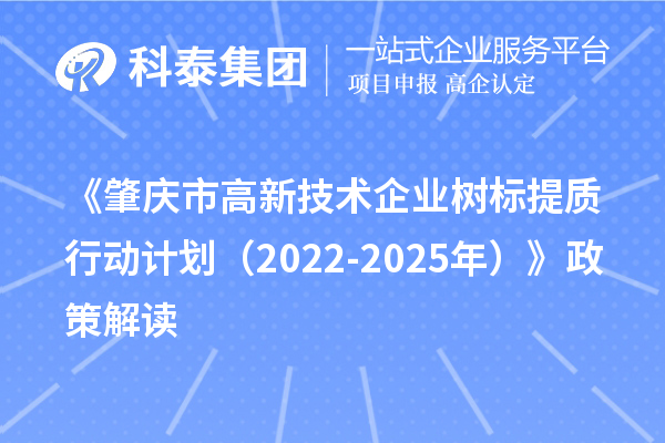 《肇庆市高新技术企业树标提质行动计划（2022-2025年）》政策解读