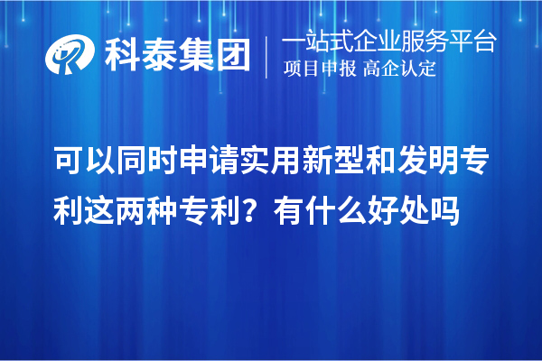 可以同时申请实用新型和发明专利这两种专利？有什么好处作用吗