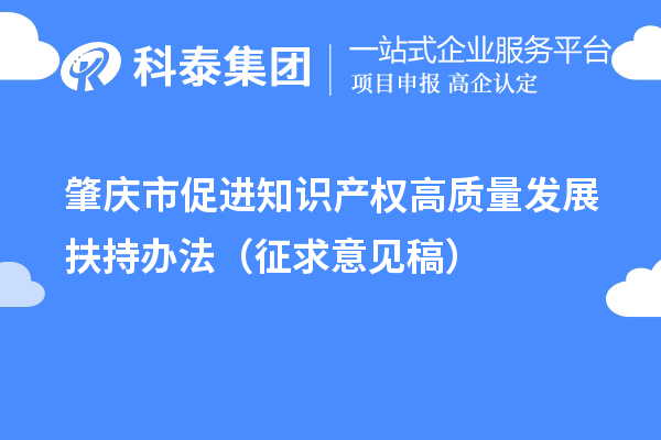 肇庆市促进知识产权高质量发展扶持办法（征求意见稿）