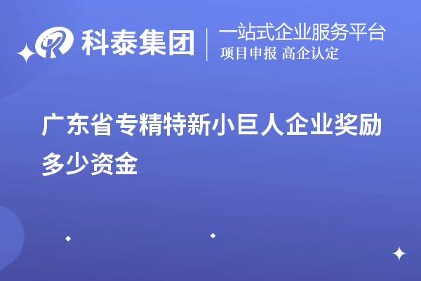 广东省专精特新小巨人企业奖励多少资金