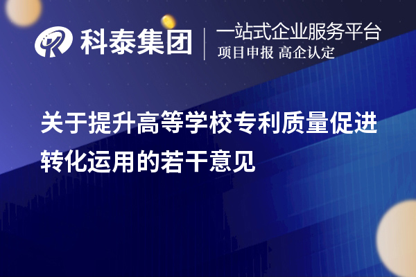 关于提升高等学校专利质量促进转化运用的若干意见