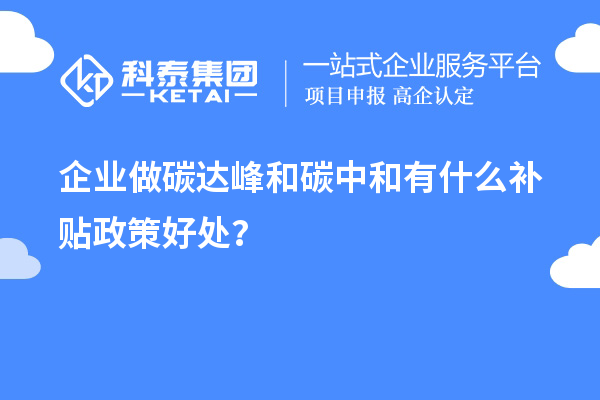 企业做碳达峰和碳中和有什么补贴政策好处？