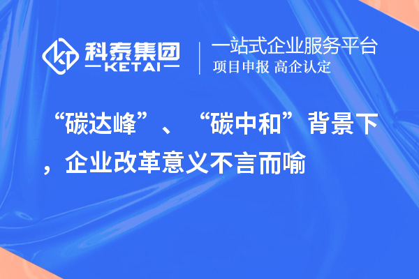 “碳达峰”、“碳中和”背景下，企业改革意义不言而喻