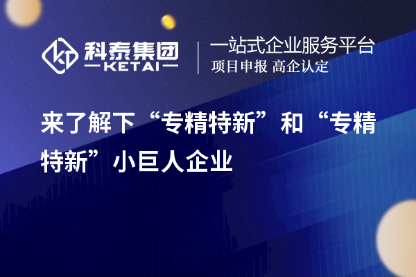 来了解下“专精特新”和“专精特新”小巨人企业