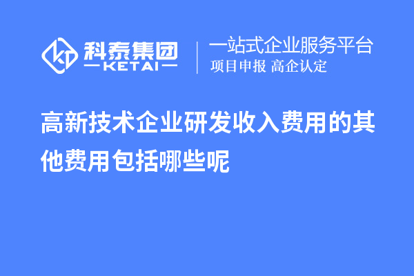 高新技术企业研发收入费用的其他费用包括哪些呢