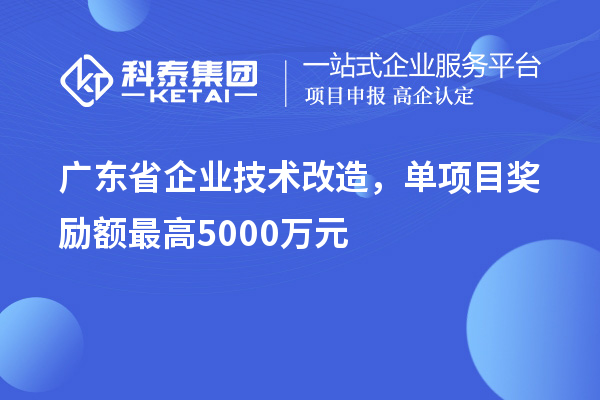 广东省企业技术改造，单项目奖励额最高5000万元！