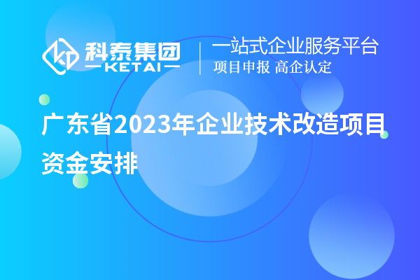 广东省2023年企业技术改造项目资金安排