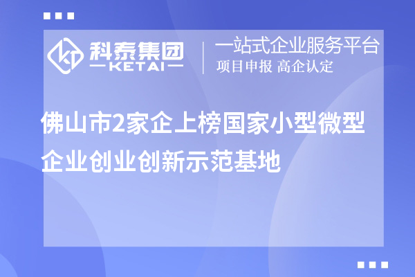 佛山市2家企上榜国家小型微型企业创业创新示范基地