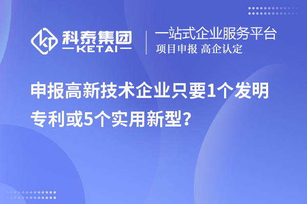 申报高新技术企业只要  1个发明专利或5个实用新型？