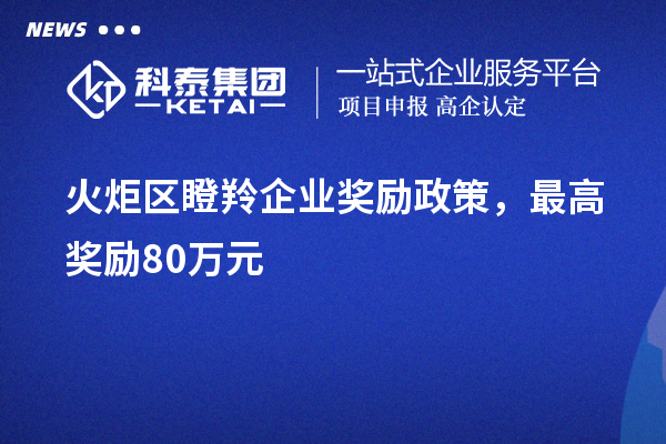 火炬区瞪羚企业奖励政策，最高奖励80万元