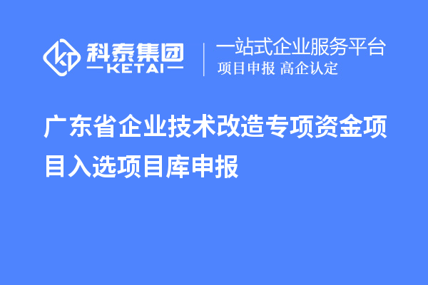 广东省企业技术改造专项资金项目入选项目库申报