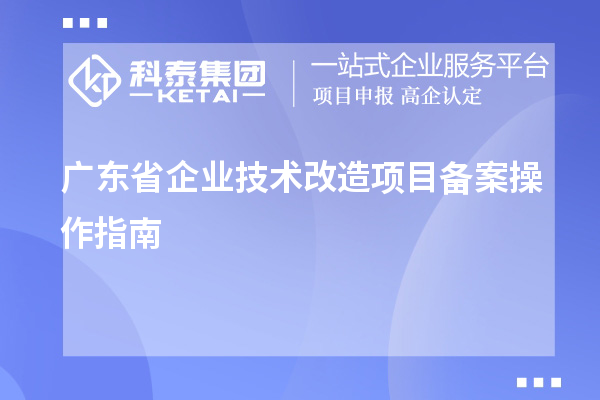 广东省企业技术改造项目备案操作指南