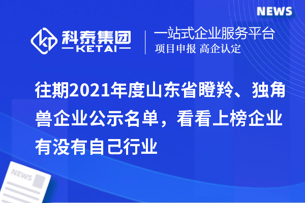 往期2021年度山东省瞪羚、独角兽企业公示名单，看看上榜企业有没有自己行业