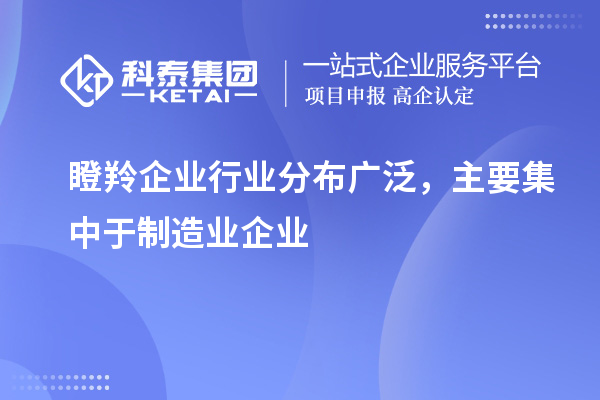 瞪羚企业行业分布广泛，主要集中于制造业企业