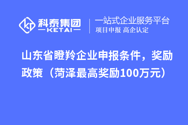 山东省瞪羚企业申报条件，奖励政策（菏泽最高奖励100万元）