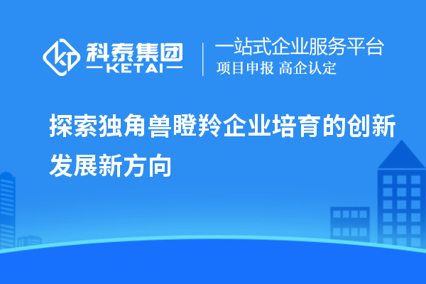 探索独角兽瞪羚企业培育的创新发展新方向