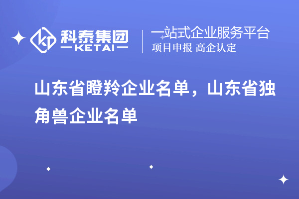 山东省瞪羚企业名单，山东省独角兽企业名单