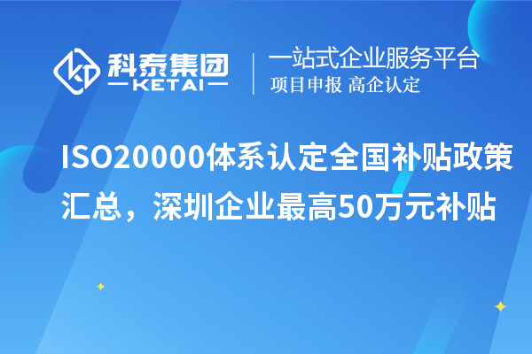 ISO20000体系认定全国补贴政策汇总，深圳企业最高50万元补贴