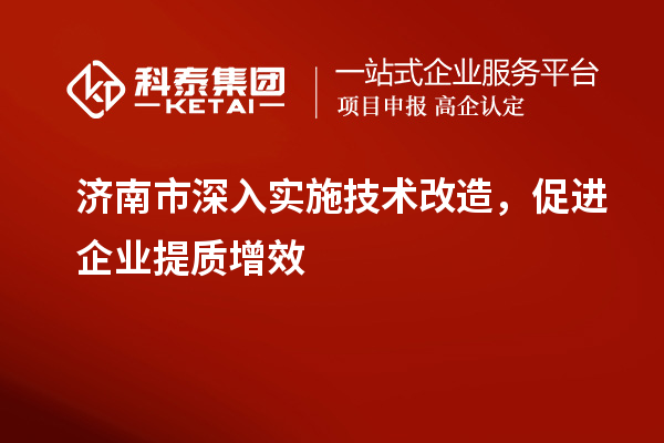 济南市深入实施技术改造，促进企业提质增效