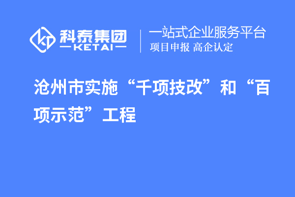 沧州市实施“千项技改”和“百项示范”工程，推动产业结构优化升级