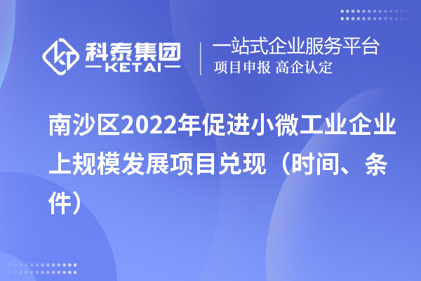 南沙区2022年促进小微工业企业上规模发展项目兑现（时间、条件）