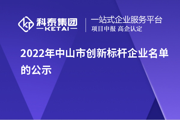 2022年中山市创新标杆企业名单的公示