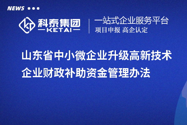 山东省中小微企业升级高新技术企业财政补助资金管理办法