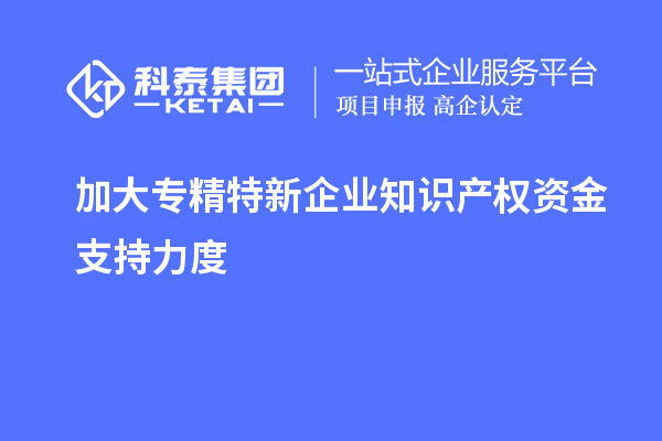 加大专精特新企业知识产权资金支持力度