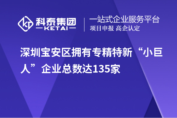 深圳宝安区拥有专精特新“小巨人”企业总数达135家