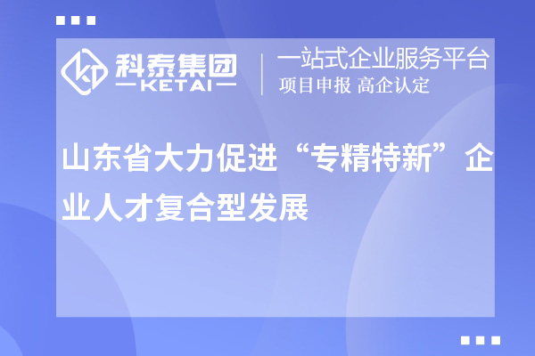 山东省大力促进“专精特新”企业人才复合型发展