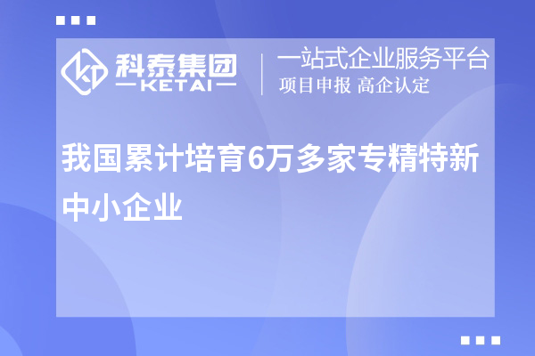 我国累计培育6万多家专精特新中小企业