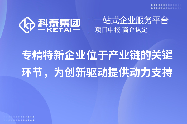 专精特新企业位于产业链的关键环节，为创新驱动提供动力支持