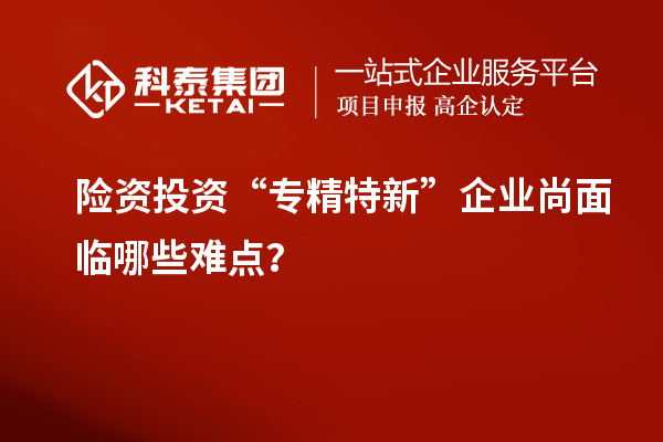 险资投资“专精特新”企业尚面临哪些难点？