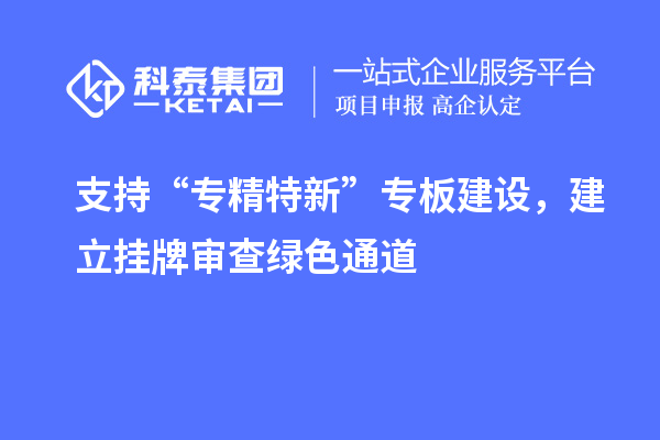 支持“专精特新”专板建设，建立挂牌审查绿色通道