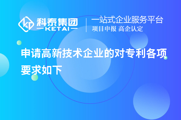 申请高新技术企业的对专利各项要求如下