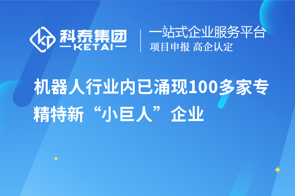 机器人行业内已涌现100多家专精特新“小巨人”企业