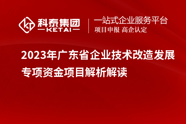 2023年广东省企业技术改造发展专项资金项目解析解读